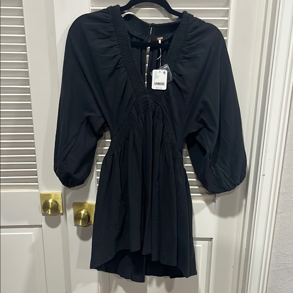 Free people mini Dress with Puff Sleeves